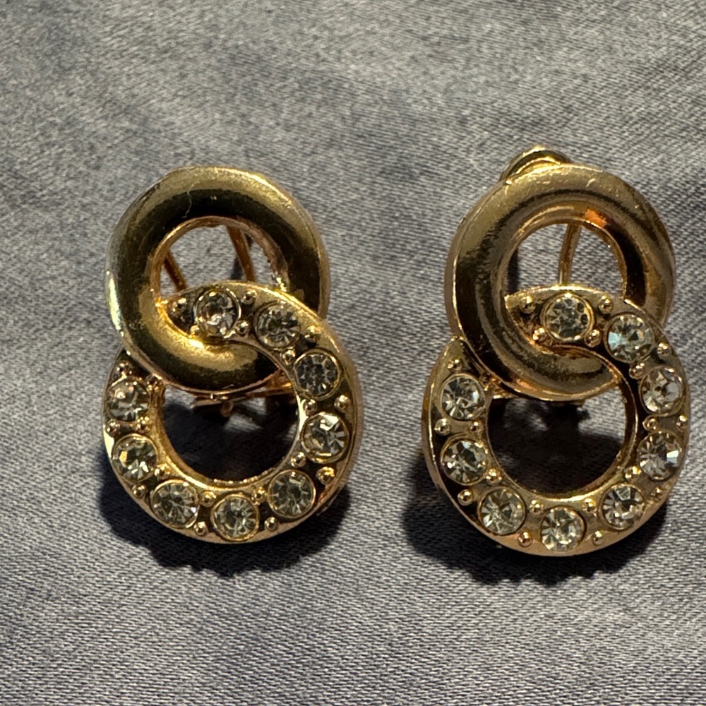 Gold and Crystal Earrings with matching bracelet